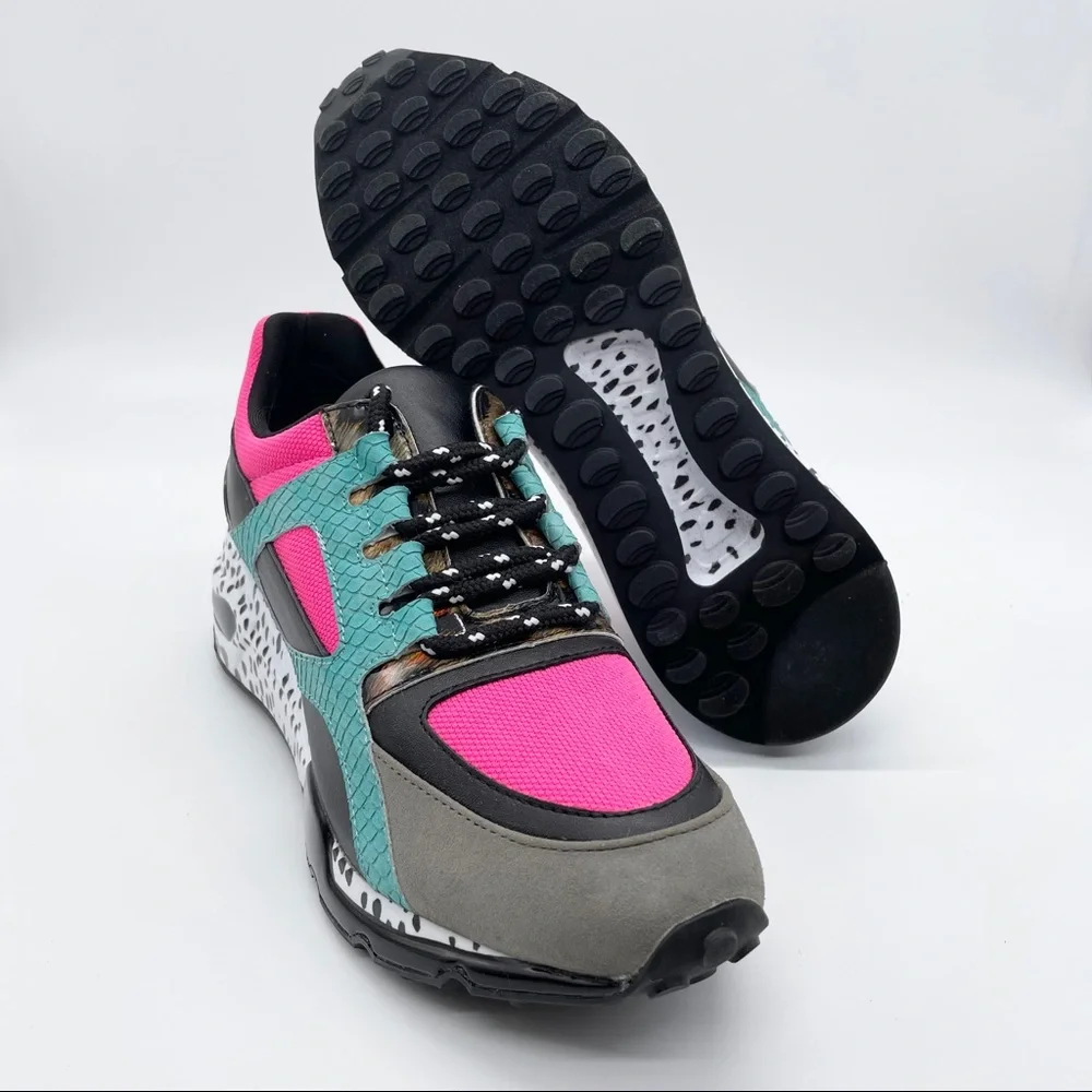 Steve Maddens Cliff Bright Multicolored Pink Blue Gray Sneakers - Picture 9 of 9
